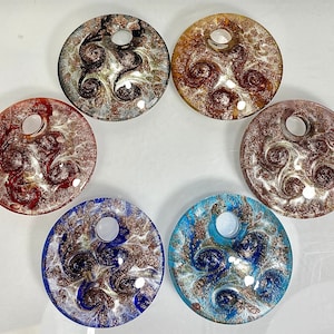Wholesale Lot 12 Pcs Medallion Glass Pendant Hand Blown