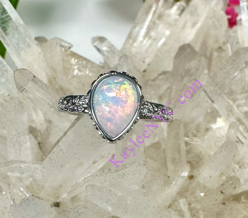 Wholesale Lot 7 pcs Natural Ethiopian Opal Ring White Bronze image 4