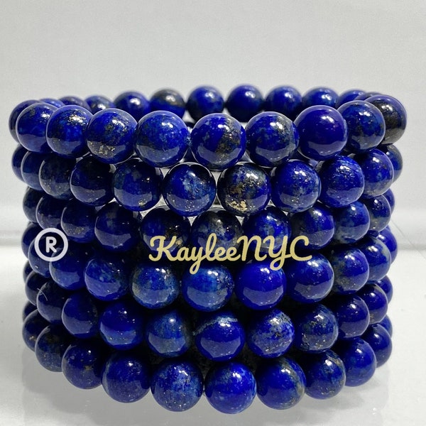 Wholesale 6 Pcs Natural Lapis Lazuli 8mm 7.5” Crystal Healing Stretch Bracelet