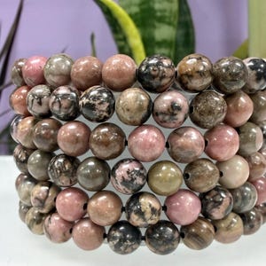 Groothandel 6 stuks 8 mm rhodoniet natuurlijke kristalgenezende stretcharmband 7,5"