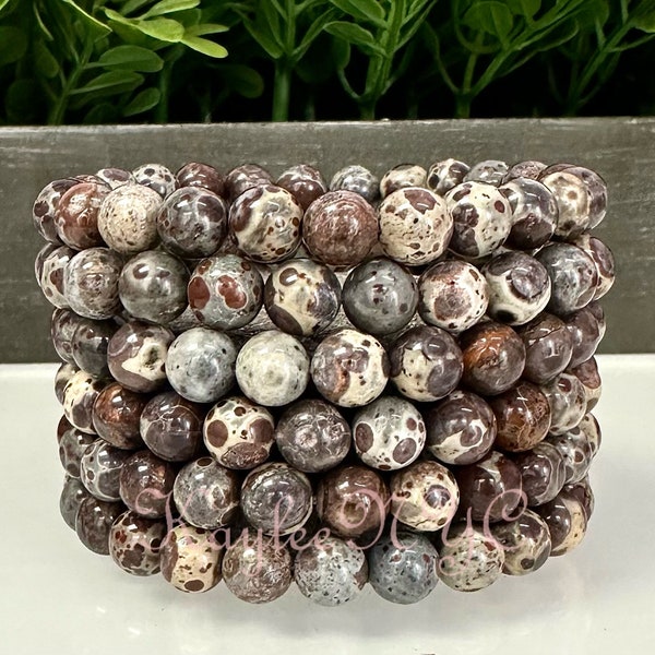 Wholesale 6 Pcs Natural Asteroid Jasper 8mm 7.5” Crystal Stretch Bracelet