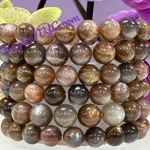 Wholesale 6 Pcs Natural Black Moonstone 10mm 8” Stretch Bracelet Crystal Healing Energy