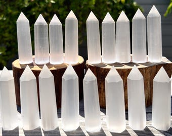 Lotto all'ingrosso di 2 libbre di selenite naturale, nota anche come spato satinato, obelisco, torre, punta, cristalloterapia.