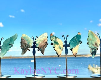Wholesale Lot 4 pcs Natural Trolleite Crystal Butterfly w/stand Healing Energy