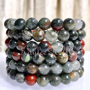 Wholesale 6 Pcs Natural African BloodStone 8mm 7.5” Stretch Bracelet Crystal