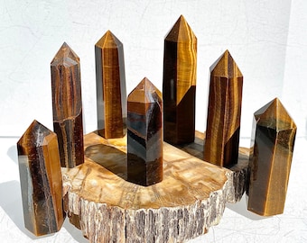 Wholesale Lot 1 Lb Tiger Eye Obelisk Tower Point Crystal Natural Energy