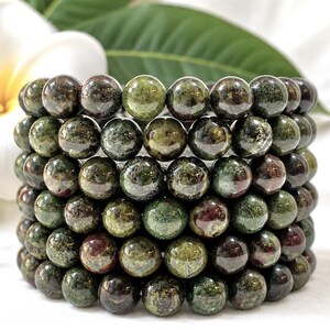 Wholesale 6 Pcs 8mm Dragon Bloodstone Natural Crystal Stretch Bracelet 7.5"