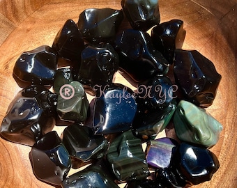 Wholesale Lot 2 Lbs Natural Rainbow Obsidian Tumble Crystal Healing Energy Nice Quality