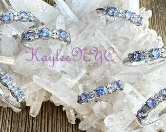 Wholesale Lot 7 pcs Natural Tanzanite Ring White Bronze