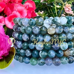 Wholesale Lot 6 Pcs Moss Agate 6mm 7.5” Crystal Healing Stretch Bracelet