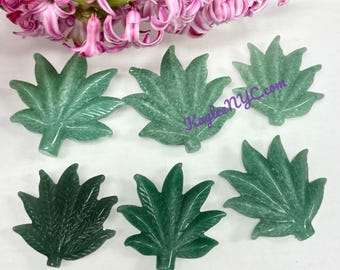 Wholesale Lot 6 PCs 2” Natural Aveturine Pot Leaf Healing Energy