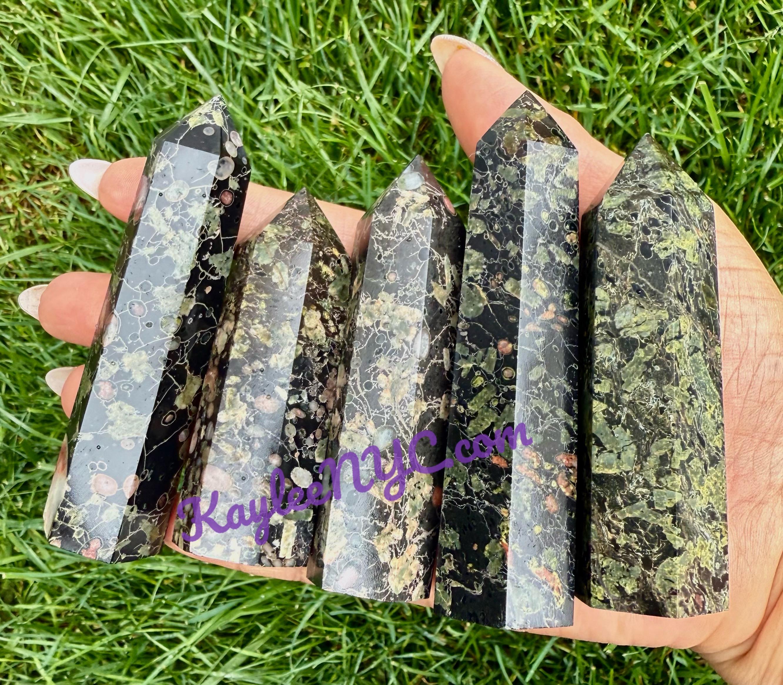 Wholesale Lot 1 Lb Natural Plum Blossom Jade Obelisk Tower Point