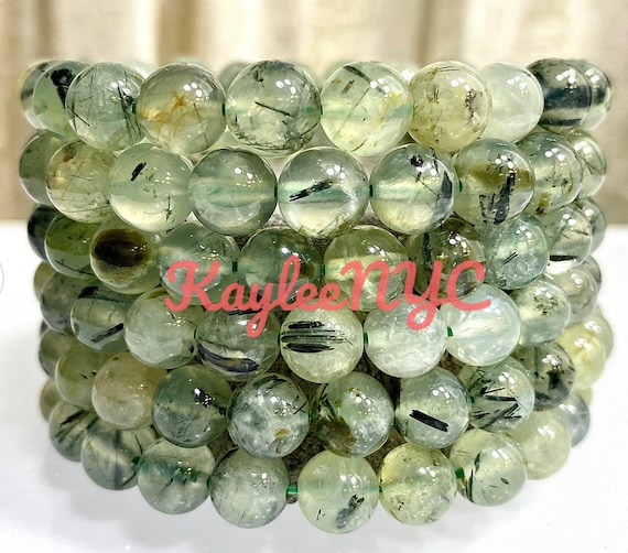 Wholesale Lot Pcs Natural Green Prehnite 8mm Crystal Healing Stretch  Bracelet