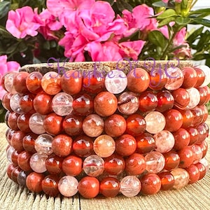 Pulsera de chakra raíz de 6 mm y 7,5 pulgadas con cristales de energía curativa al por mayor.