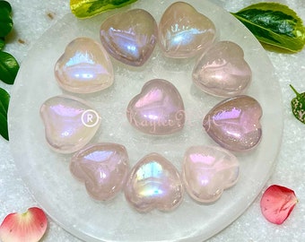 Wholesale Lot 12 Pcs 3cm Angel Aura Rose Quartz Heart Crystal Healing Energy