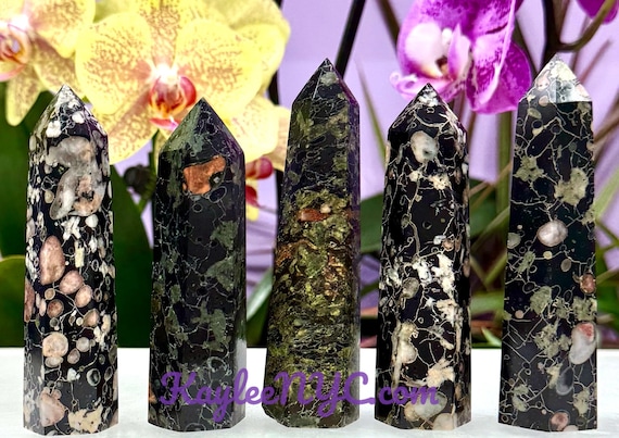 Wholesale Lot 1 Lb Natural Plum Blossom Jade Obelisk Tower Point