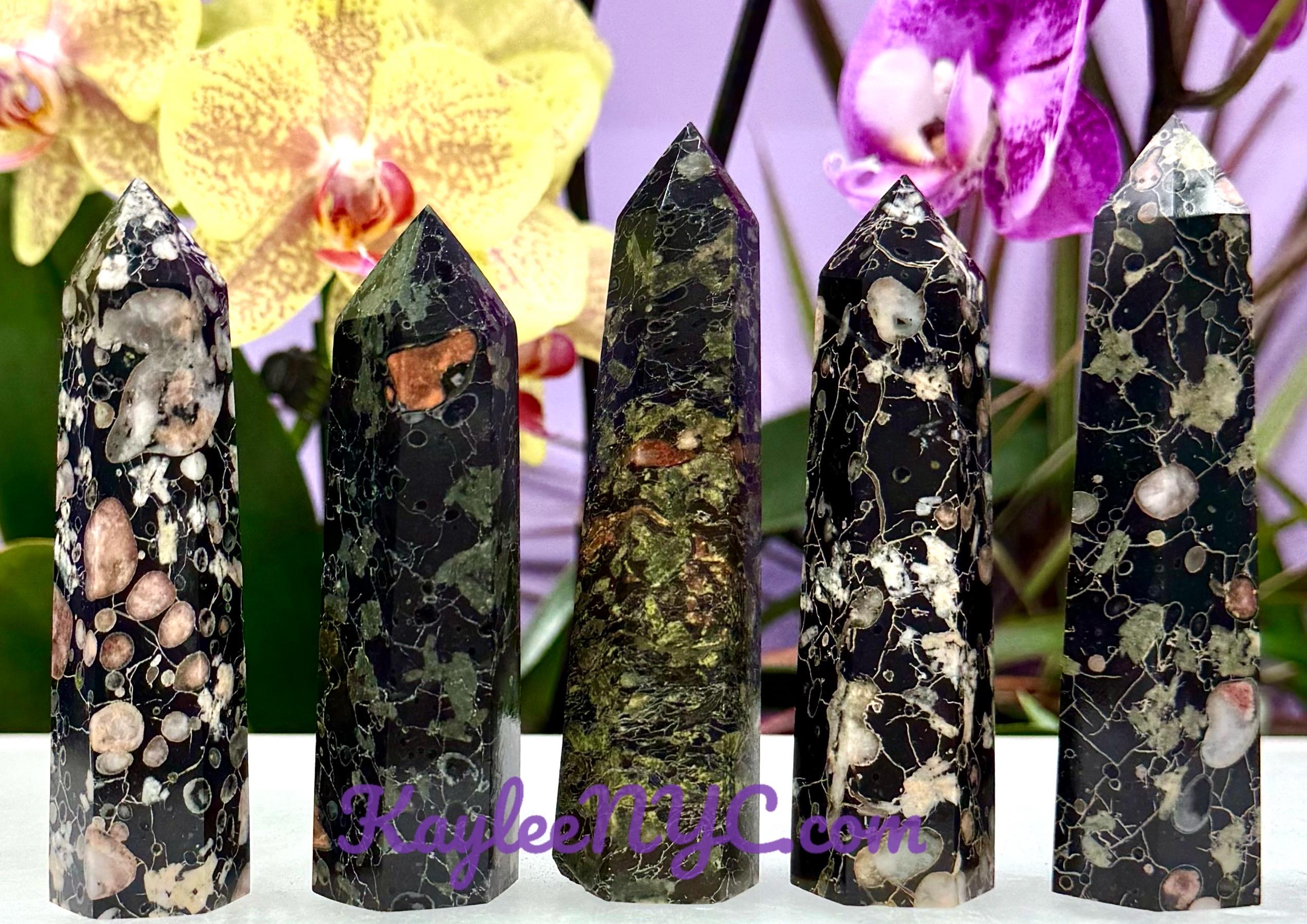 Wholesale Lot 1 Lb Natural Plum Blossom Jade Obelisk Tower Point