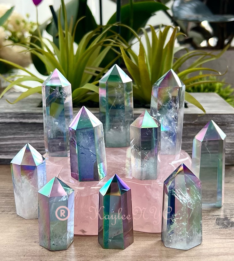 Wholesale Lot 1 lb Tanzine Aura Quartz Tower Obelisk Point immagine 2