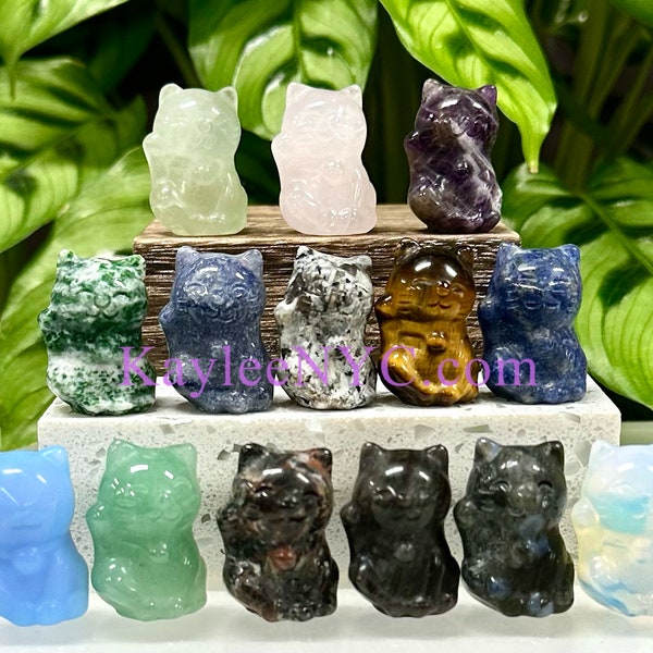 Wholesale Lot 14 Pcs 3cm Crystal Lucky Cat Healing Energy