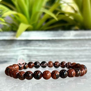 Wholesale Lot 6 Pcs Natural Mahogany Obsidian 6mm 7.5 Crystal Healing Stretch Bracelet image 4