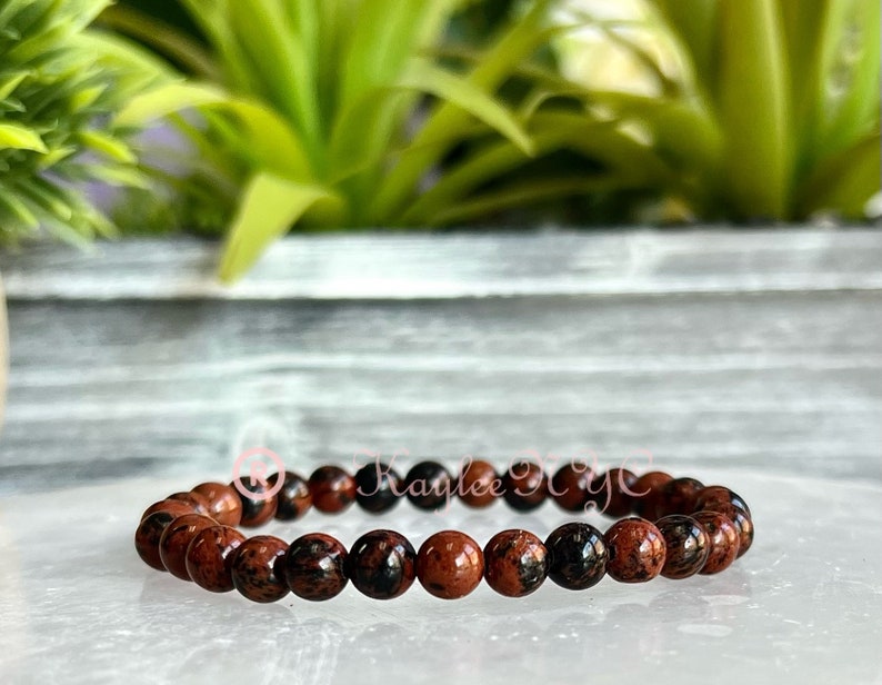 Wholesale Lot 6 Pcs Natural Mahogany Obsidian 6mm 7.5 Crystal Healing Stretch Bracelet image 4