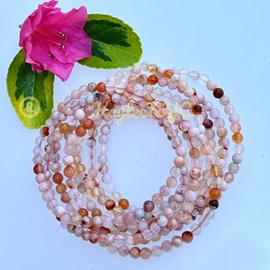 Wholesale Lot 6 Pcs Natural Flower Agate 4mm 7.5” Crystal Healing Stretch Bracelet