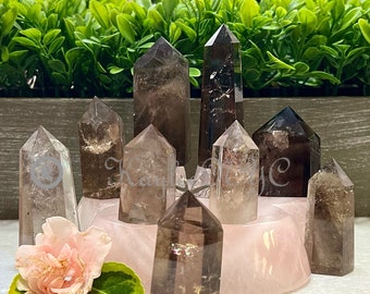 Lot de 1 livre, quartz fumé naturel, cristal, pointe d'obélisque, guérison énergétique naturelle