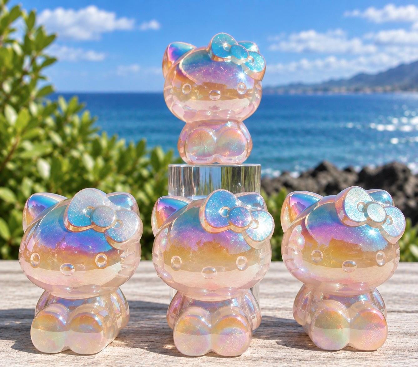 Wholesale Lot 4 Pcs Aura Rose Quartz Kitty Cat Crystal Healing