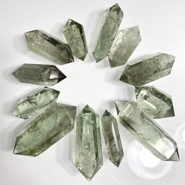 Wholesale Lot 1/2 Lb Prasiolite Green Amethyst Double Terminated Point