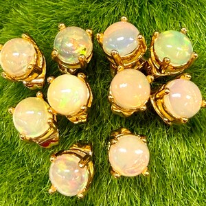 Wholesale Lot 5 Pairs Natural Opal Stud Earring with gold filled 6mm