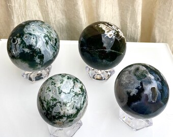 Wholesale Lot 3-4 Pcs 2.8 to 3 lbs Natural Moss Agate Spheres Crystal Ball