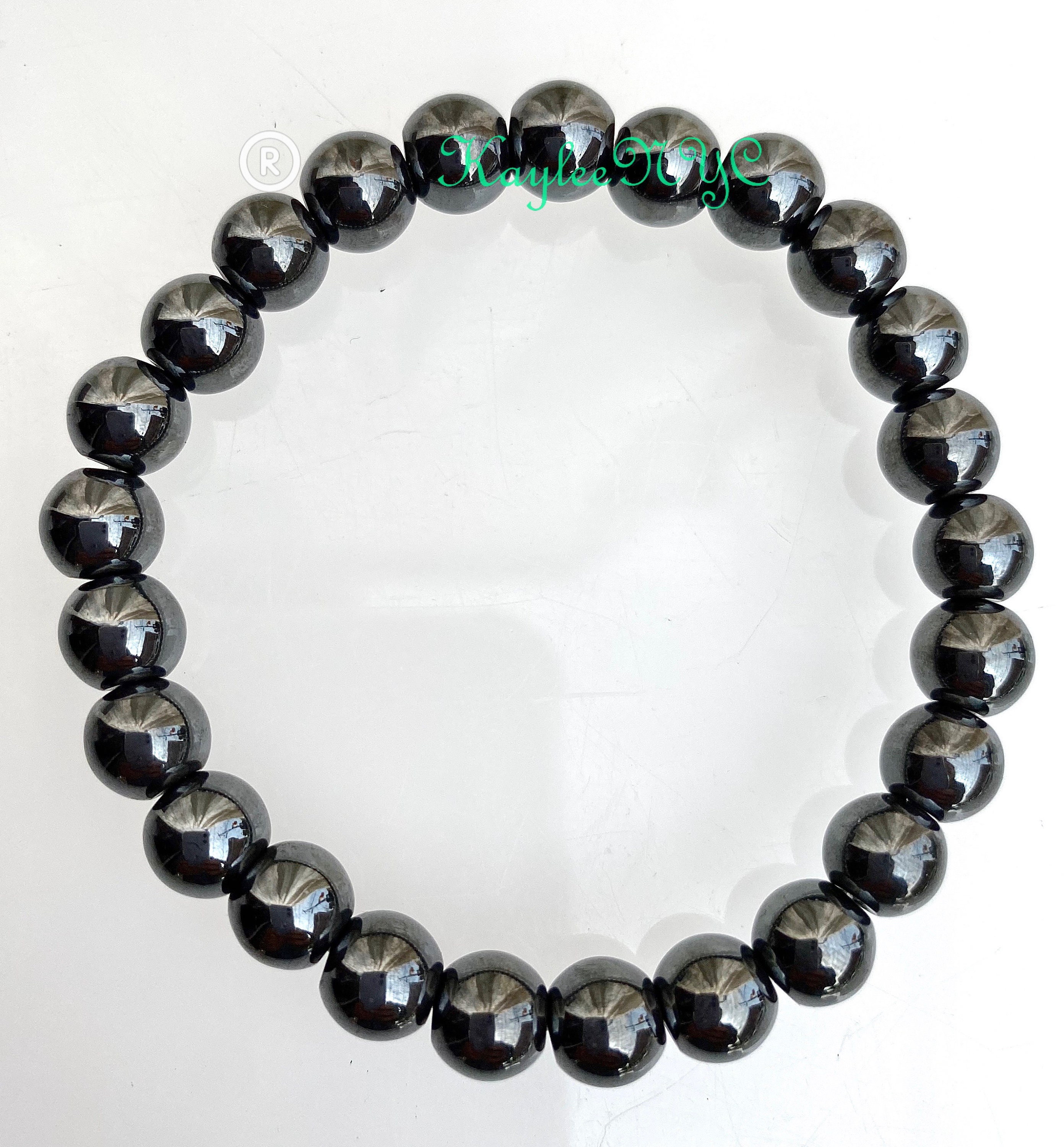 Generico Alchimia Bracciale Elastico In Pietre Naturali - Ematite 6mm Con Pendente Albero Della Vita, Cristalloterapia, Unisex Made In Italy