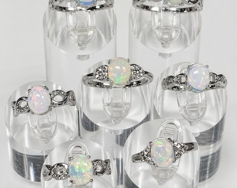 Wholesale Lot 7 pcs Natural Opal Stainless Steel(316) rings 7x9mm