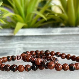 Wholesale Lot 6 Pcs Natural Mahogany Obsidian 6mm 7.5 Crystal Healing Stretch Bracelet image 3