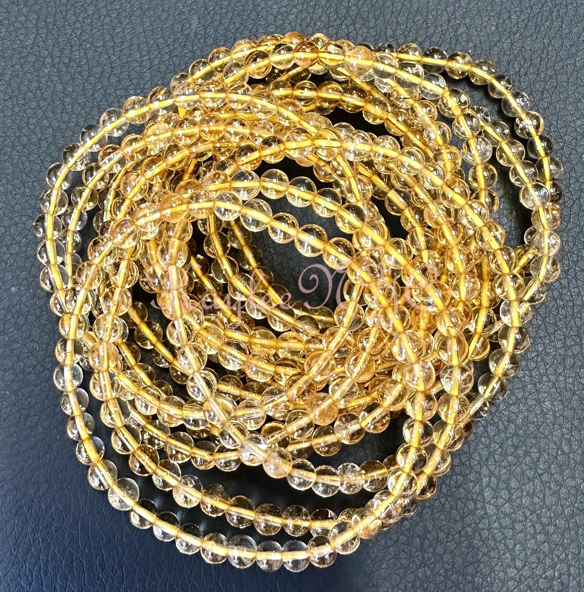 Wholesale Lot Of 6 Natural Citrine Crystal Stretch Bracelets – 4mm Beads, 7.5 Inch