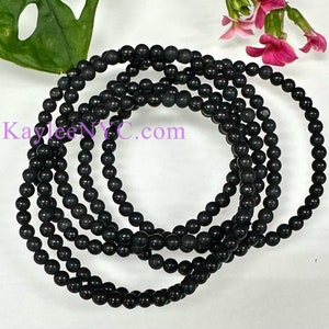 Wholesale Lot 6 Pcs Natural Shungite 4mm 7.5” Crystal Healing Stretch Bracelet