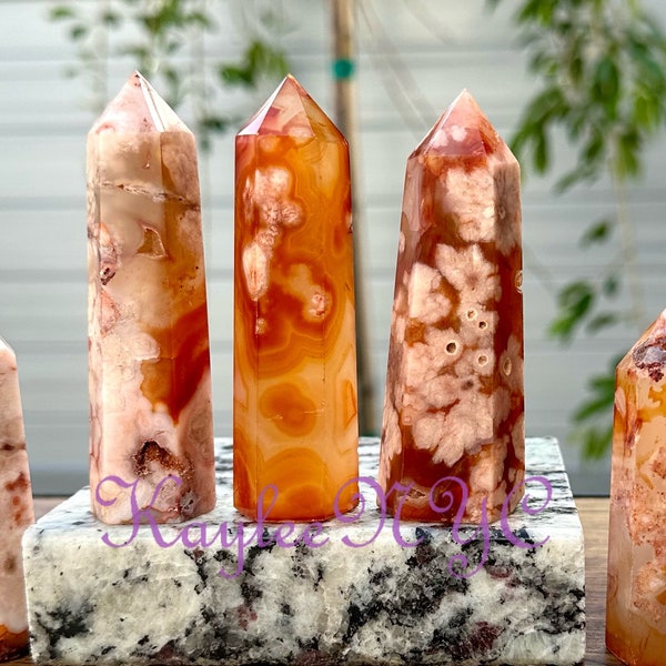 Wholesale Lot 1 Lb Natural Carnelian Flower Agate Obelisk Tower Point Crystal Energy