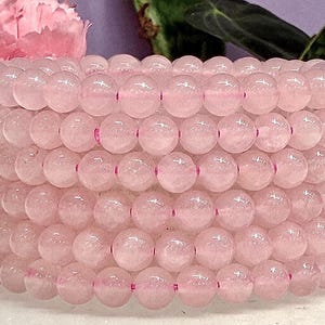 Pulsera elástica de cuarzo rosa natural de 6 mm y 7,5" (venta al por mayor)
