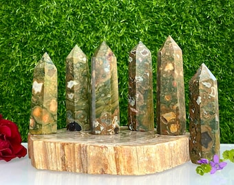 Wholesale Lot 1 lb Natural Rainforest Jasper aka Rhyolite Obelisk Tower Point Crystal Healing Energy