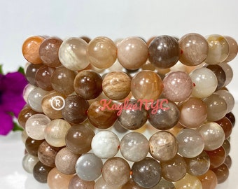 Wholesale 6 Pcs Natural Mix color Moonstone 8mm 7.5” Stretch Bracelet Crystal Healing Energy