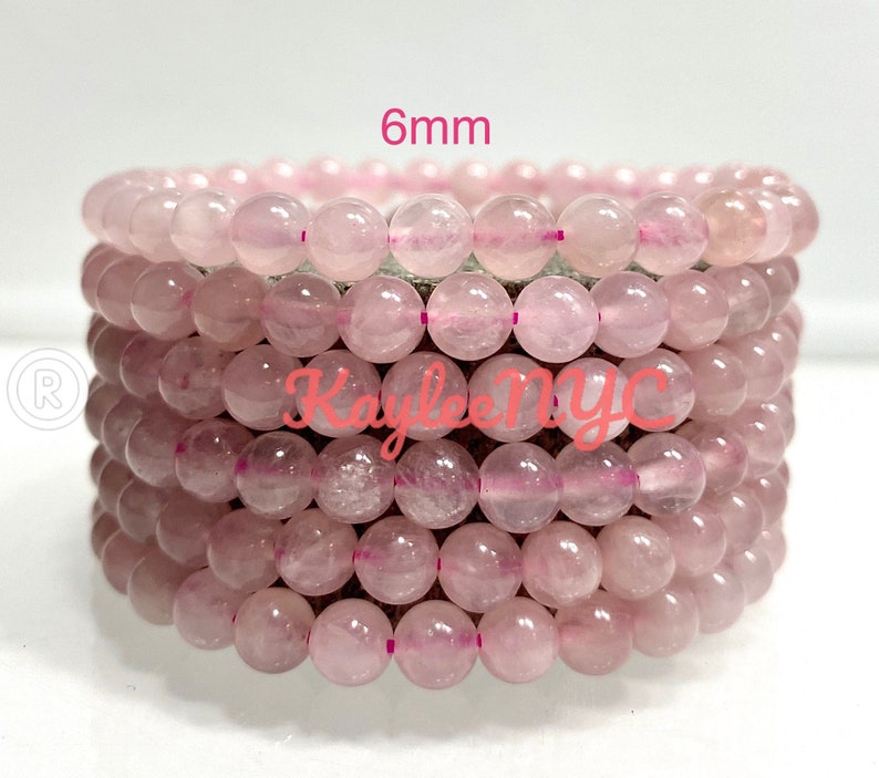 Wholesale 6 Pcs Natural Rose Quartz 6mm 7.5 Crystal Healing Stretch Bracelet image 1