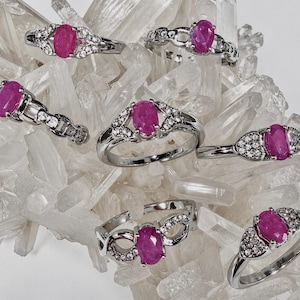 Wholesale Lot 7 pcs Natural Ruby Stainless Steel rings 4x6mm