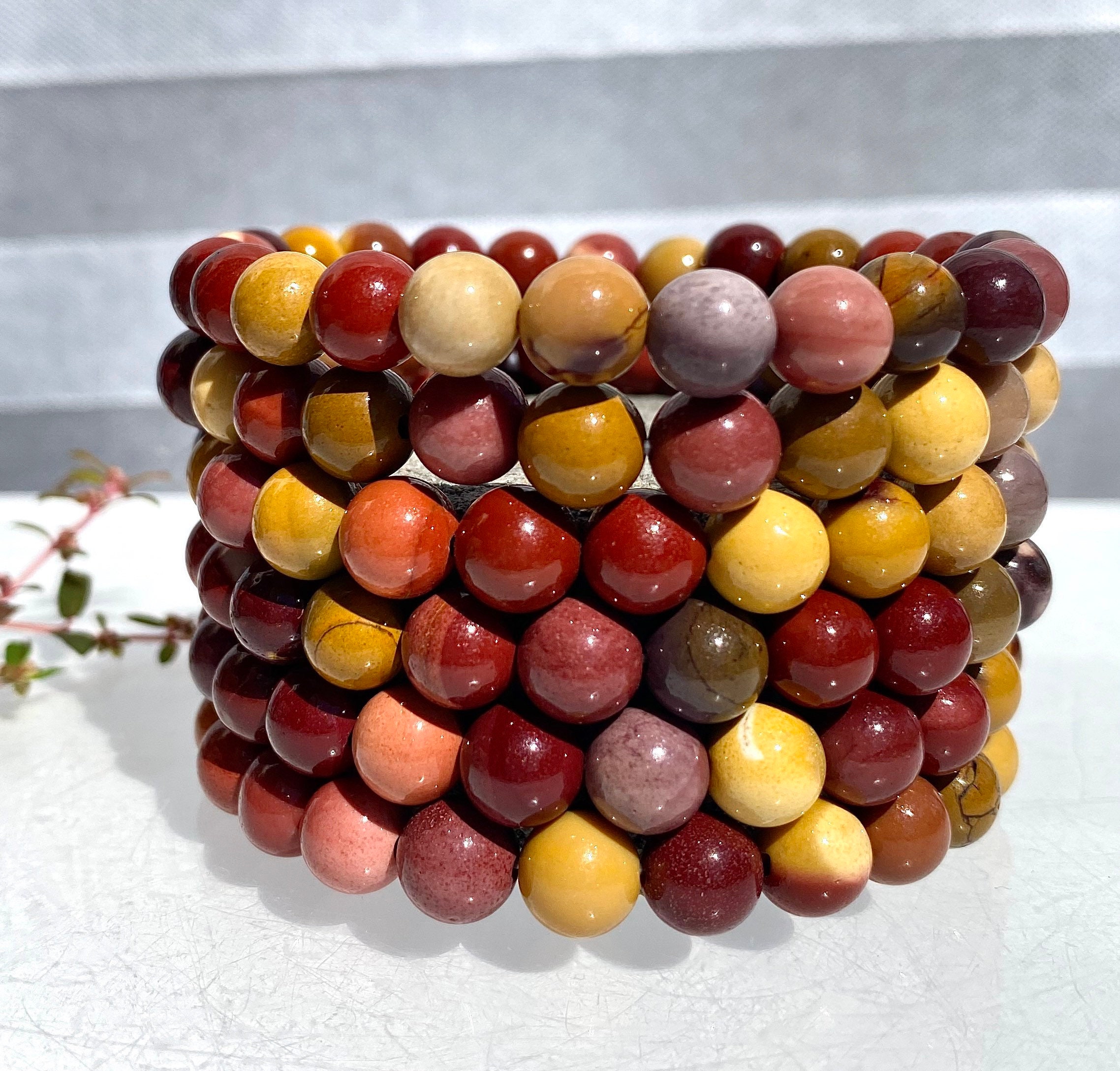 Wholesale Lot 6 Pcs Natural Mookaite Jasper 8mm 7.5” Crystal Healing …