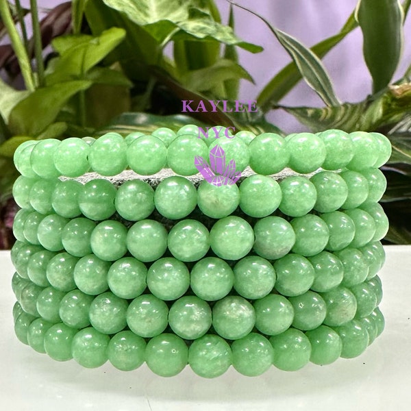 Wholesale 6 Pcs Natural Green Jade 6mm 7.5” Crystal Healing Stretch Bracelet