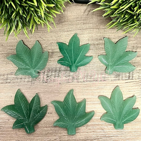 Wholesale Lot 6 PCs 2” Natural Aveturine Pot Leaf Healing Energy