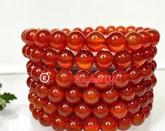 Wholesale Lot 6 Pcs Carnelian 8mm 7.5” Crystal Healing Stretch Bracelet