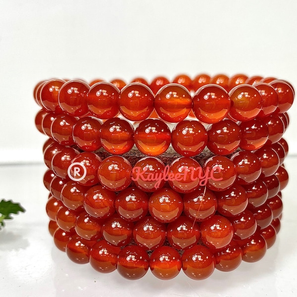 Wholesale Lot 6 Pcs Carnelian 8mm 7.5” Crystal Healing Stretch Bracelet