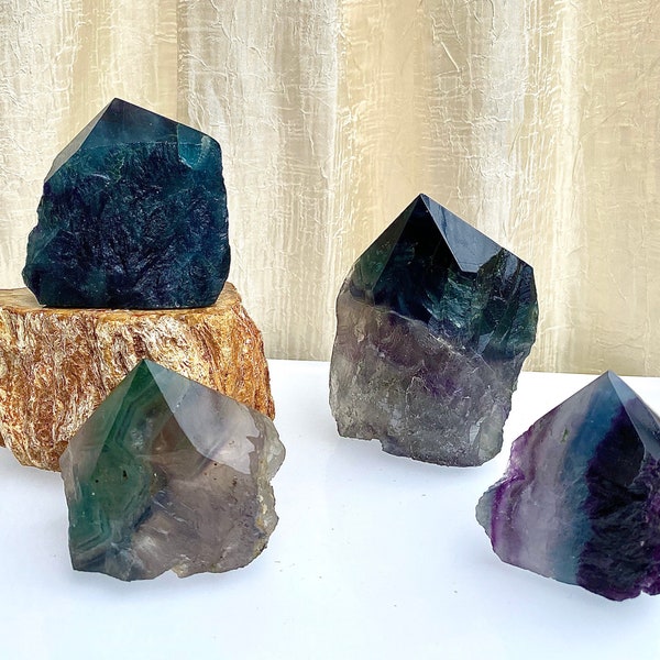 Wholesale Lot 2 Lbs Fluorite Semi Polished Points Crystal Natural Energy