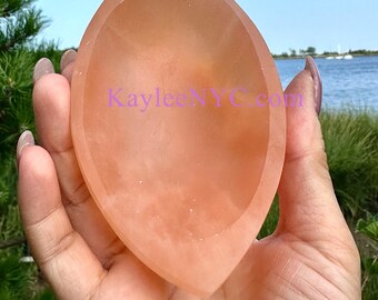 NKlaus Ciotola Ottagonale In Selenite Pesca 6x6 Cm | Intagliata A Mano Per Pietre Curative, Decorazione Spirituale E Meditazione - 3