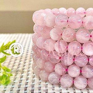 Pulsera elástica de cuarzo rosa natural de 8 mm y 7,5 pulgadas para curación de cristales, venta al por mayor, 6 unidades